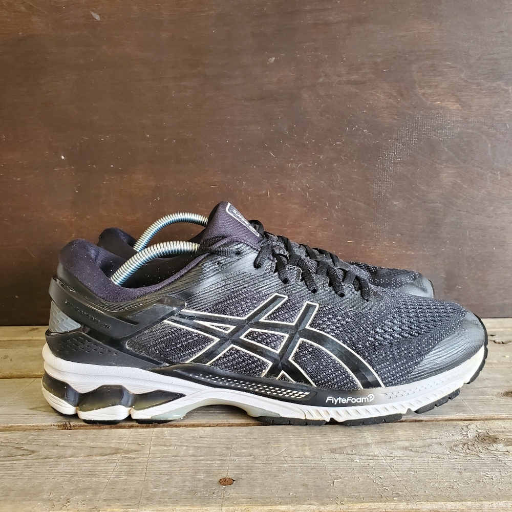 Asics Gel Kayano 26 Sneakers Black White Men's 12 Running Shoes